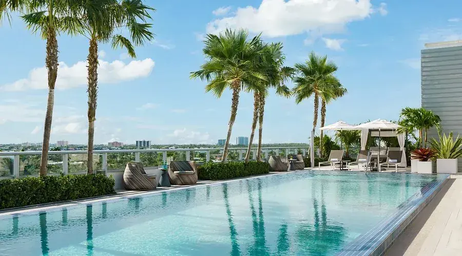 The Altair Hotel pool and palm trees
